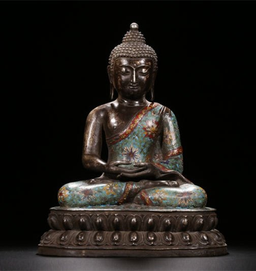 An Estate Peaceful Chinese Cloisonne Buddha Statue (1 of 10)