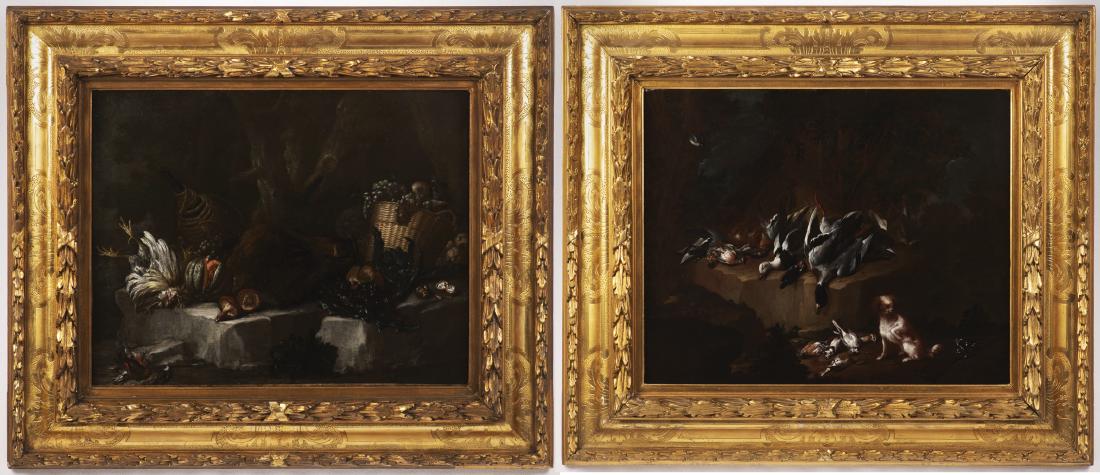 Giovanni Crivelli (1680/90-1760): A Pair of Still Lifes: Oil on canvas. 46 x 59 cm.