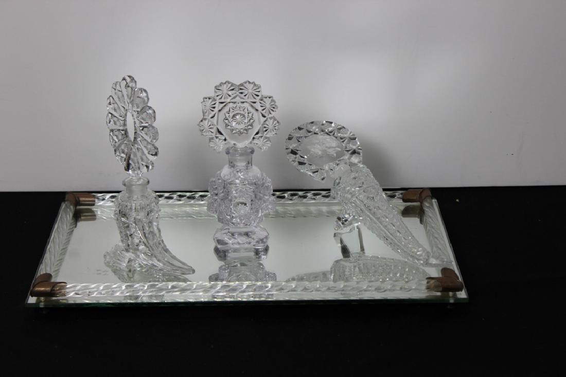 Vanity Mirror Tray w/ 3 Perfume Bottles (1 of 6)