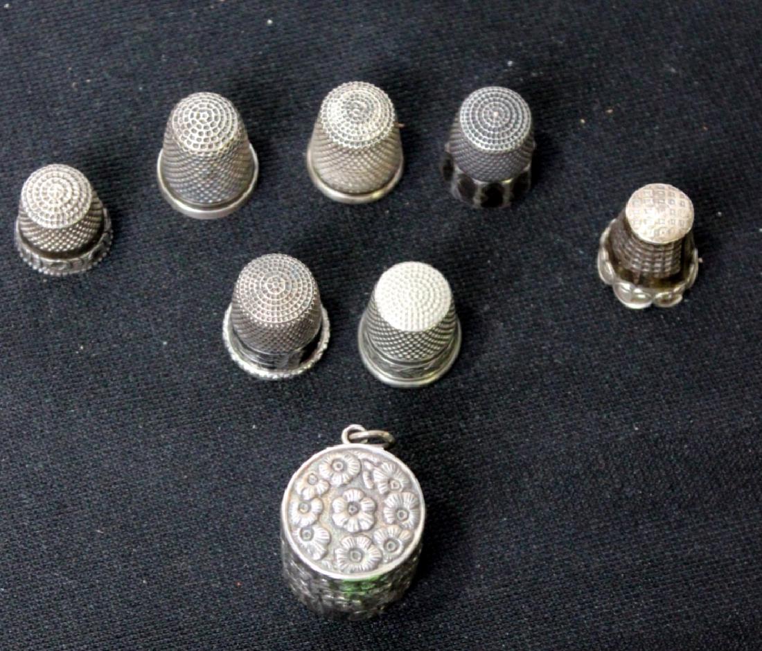 7 Sterling Silver Thimbles + 1 S.S. Thimble Case (1 of 5)