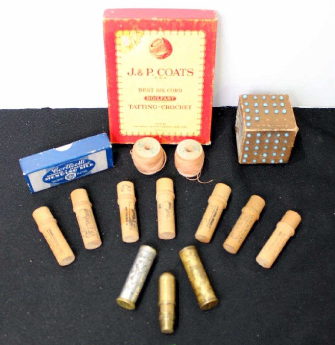 Sewing Items: Needle Cases, thread, mending silk, pins