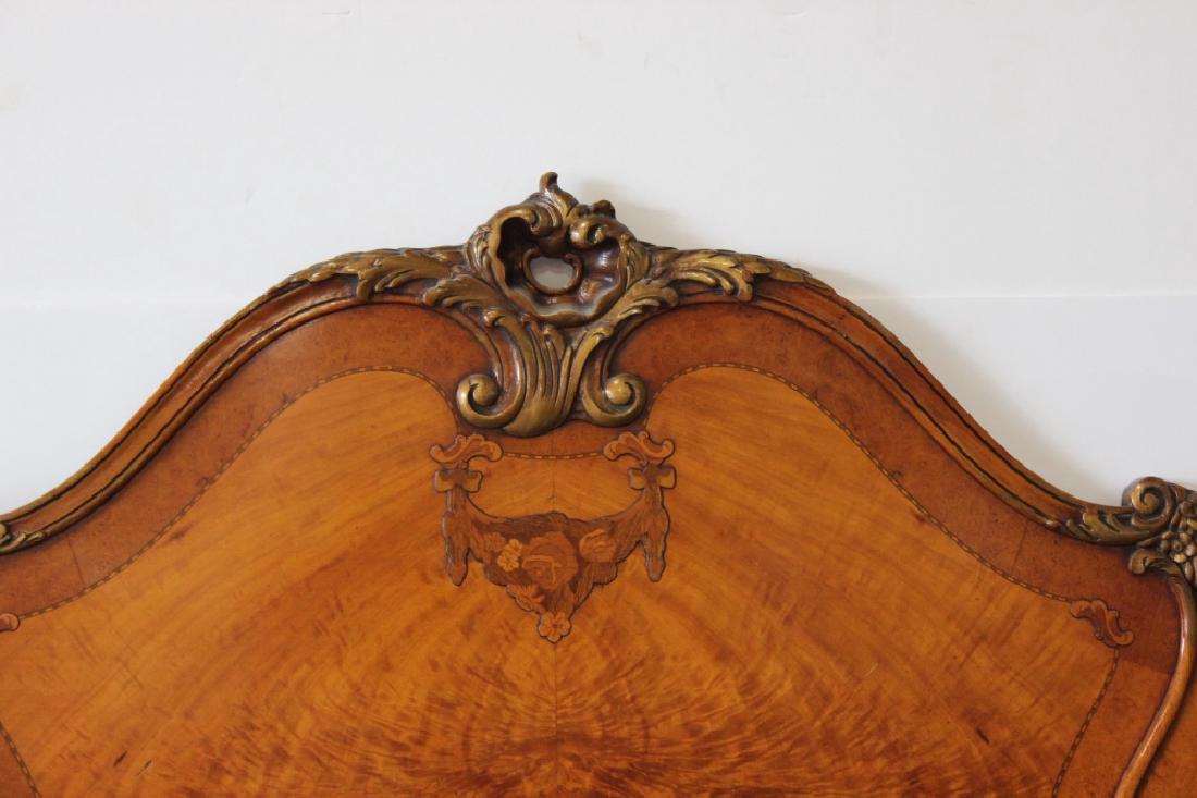 French Style Satinwood Inlaid Headboard: French style satinwood inlaid headboard. Good original condition. Circa 1920's. 53H x 57W x 1D