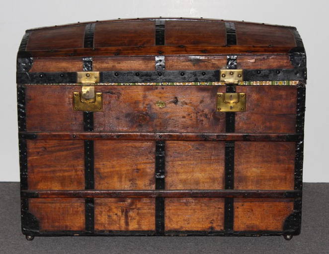 Dome Top Wood Steamer Trunk