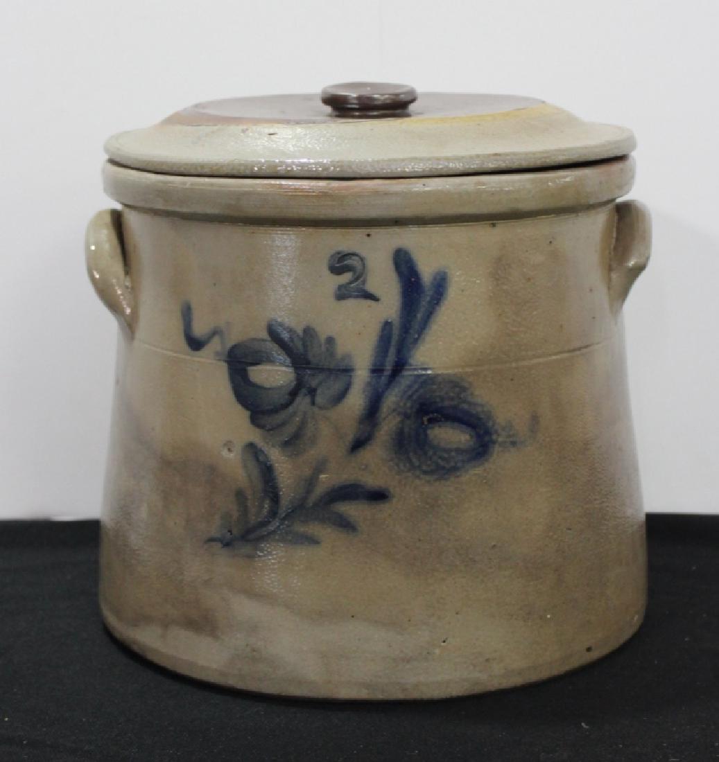 Glazed Large  Crock #2 w/Lid (1 of 5)