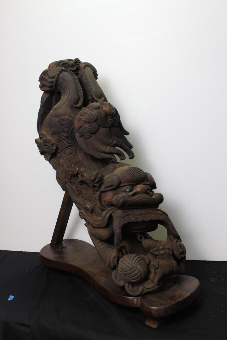 C.1900 Carved Wooden Foo Dog w/stand (1 of 7)