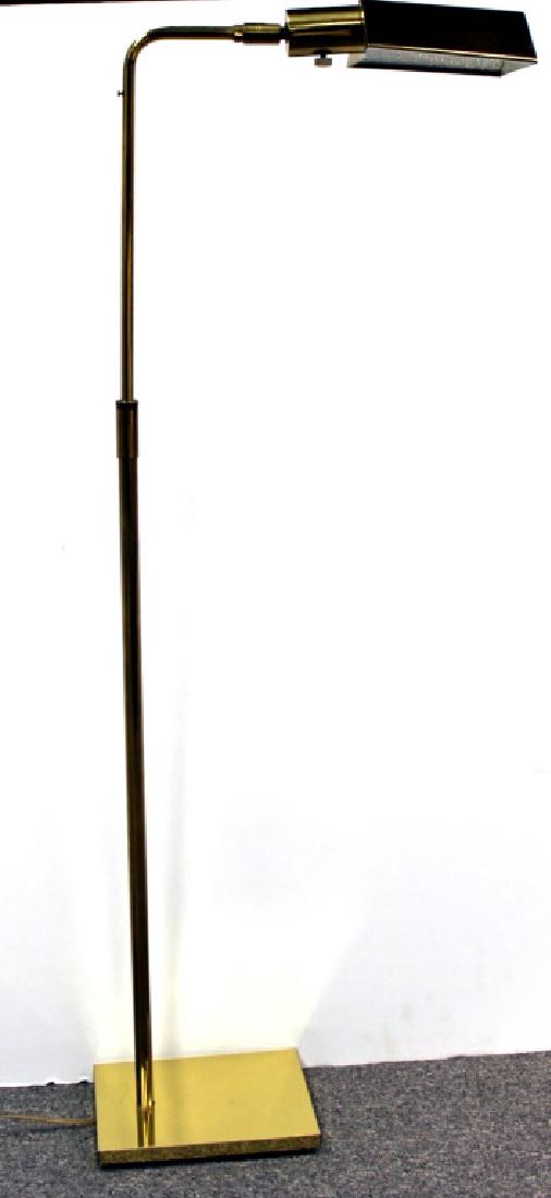 Koch and Lowy Brass Floor Lamp: Mid-Century Modern USA 1970's. Adjustable 53H x 10W in. Good Condition 100-150