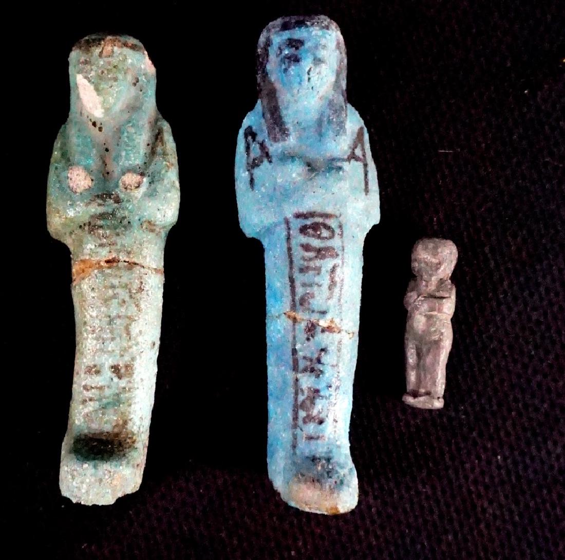Two Egyptian, Faience Ushabti & One Bronze Figures (1 of 5)