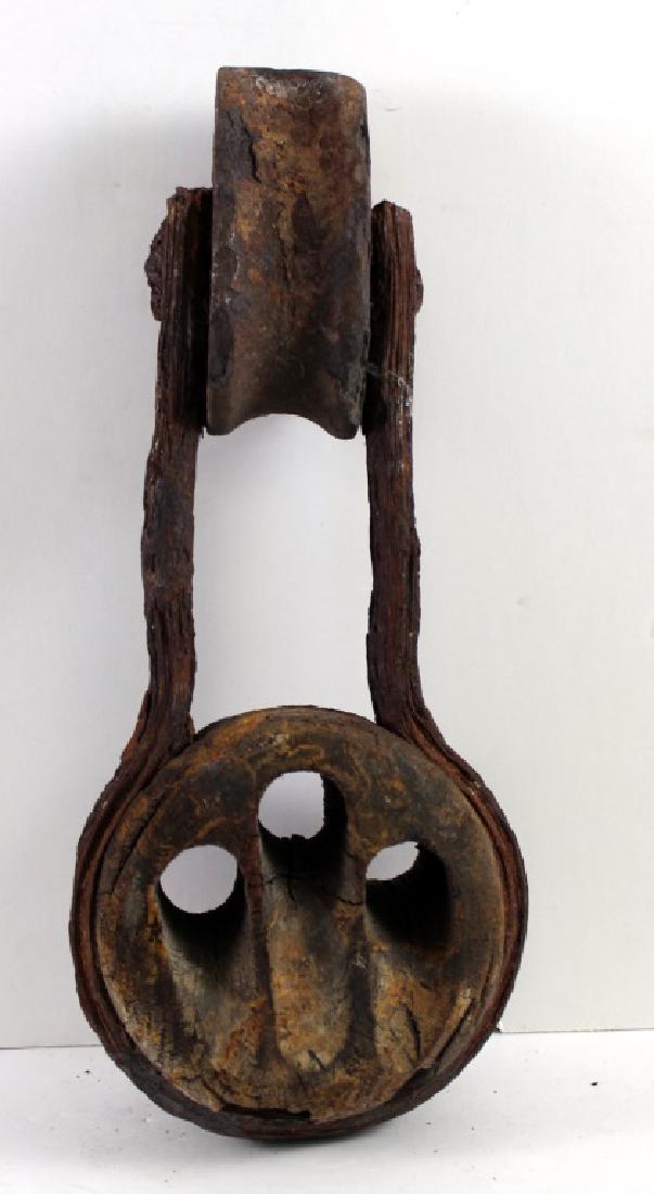 Antique Wooden Block and Tackle Sculpture (1 of 7)