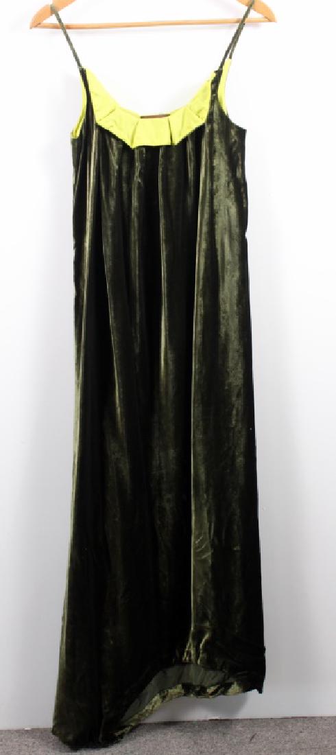 Han Feng Long Velvet Dress: Size S, Made in USA, 63% Acetate, 37% Viscose, Lining 100% silk.