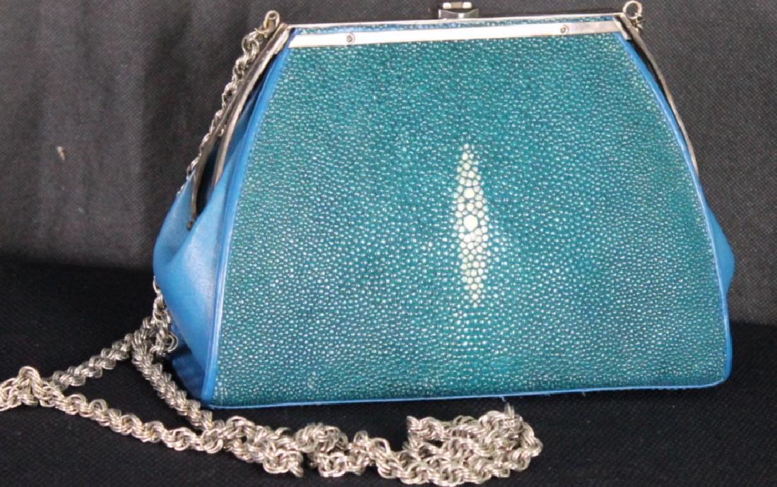Vintage Pat Areias for Ann Turk Snake/Sterling Bag: Vintage Handbag 1980's Beautiful Snake Skin and Sterling Silver. Signed "Pat Areias" 925 Silver inside frame with chain, 5.5h x 8w in. Silver needs polishing.