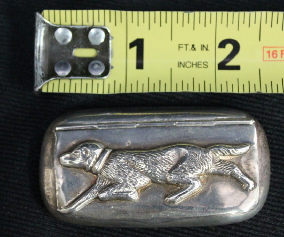 Vintage Silver Cme Snuff Box Pointer Dog