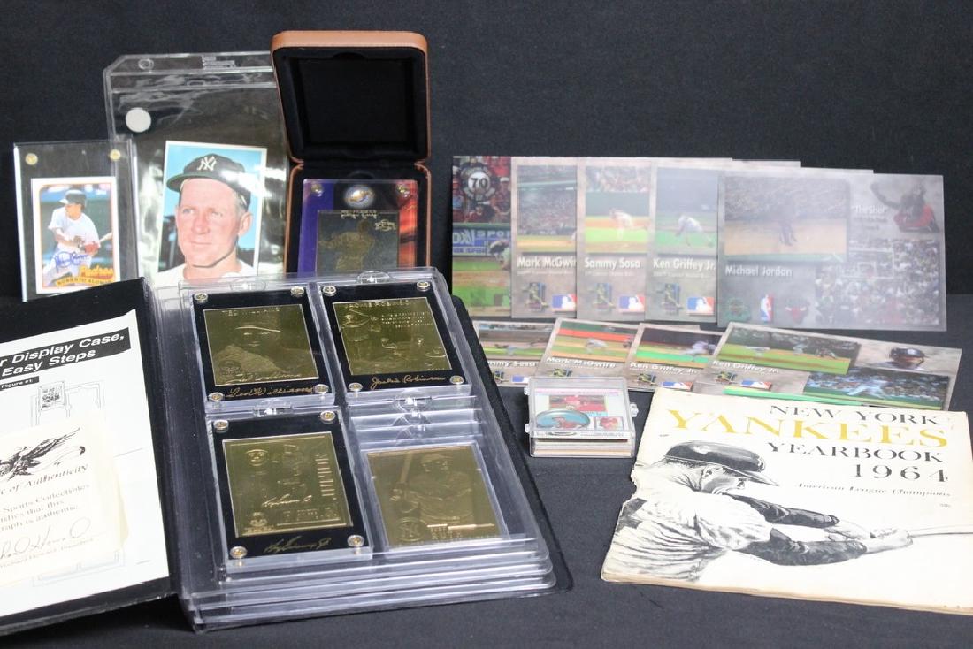 Vintage Baseball Memorabilia: 19 Assorted Mike Schmidt cards, all good to very good. 1964 NY Yankees Yearbook, poor to fair. Heroes of Baseball Collection Album w/ four goldtone cards. Ted Williams, Jackie Robinson, and Ken Griffe