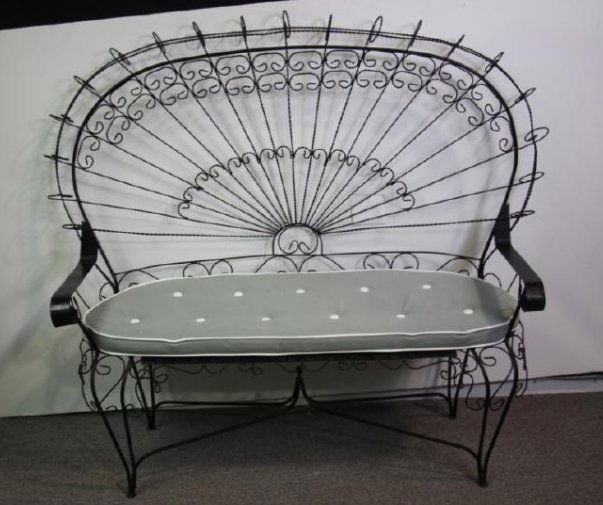 Victorian Style Peacock Back Wire Garden Bench (1 of 5)