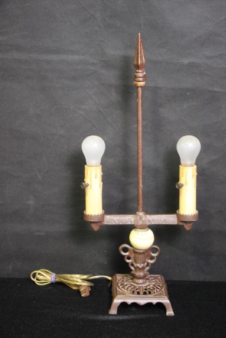 Double Socket Cast Iron Painted Table Lamp (1 of 2)