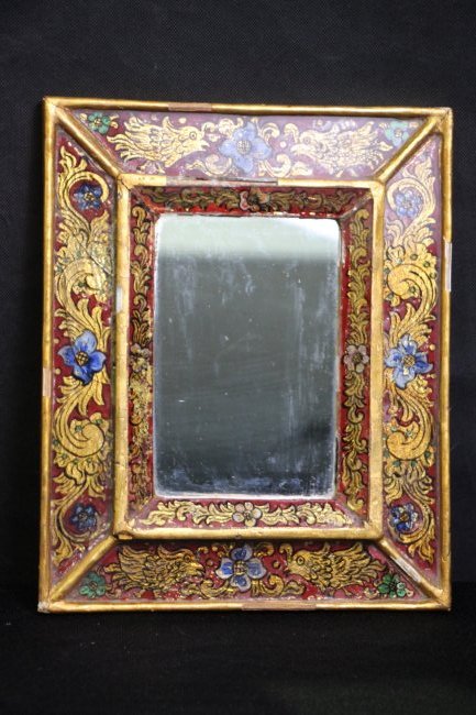 Antique Reverse Painted Glass Mirror (1 of 4)