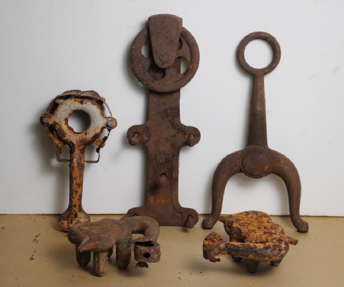 Found Objects: Family and Two Dogs: Larges piece: 16h x 5w inches. Dogs 6w x 7d inches.