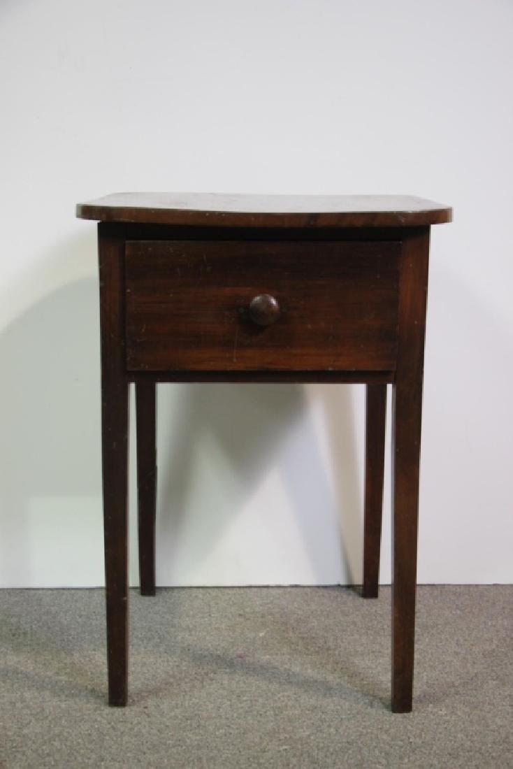Mahogany Side Table: Solid table, wear and stains to top. 26h x 18.5w x 18.75d inches.