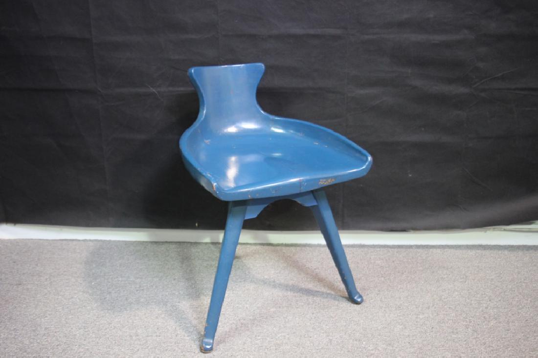 Altamira Chair, Italy: Repainted Blue. Label intact. Mid century modern. 24h x16w x16d inches.