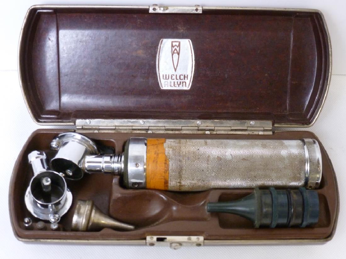 Welch Allyn Vintage Otoscope: Bakelite (?) case is 1.5 h x 9 w x 3.25 d inches.