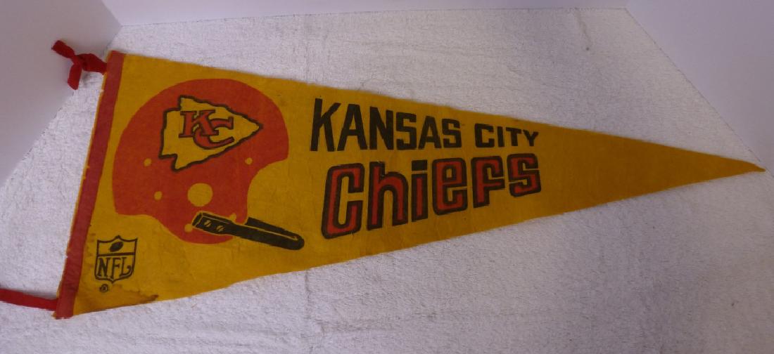 Kanas City Chiefs Pennant: 28 in w. Wear to felt.