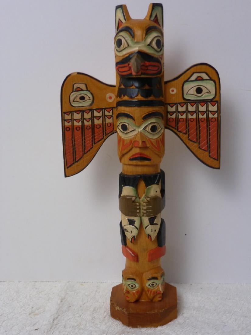 Vintage Toy Totem Pole, Made in Alaska: Signed: Patrick Seale. 10 inches high.