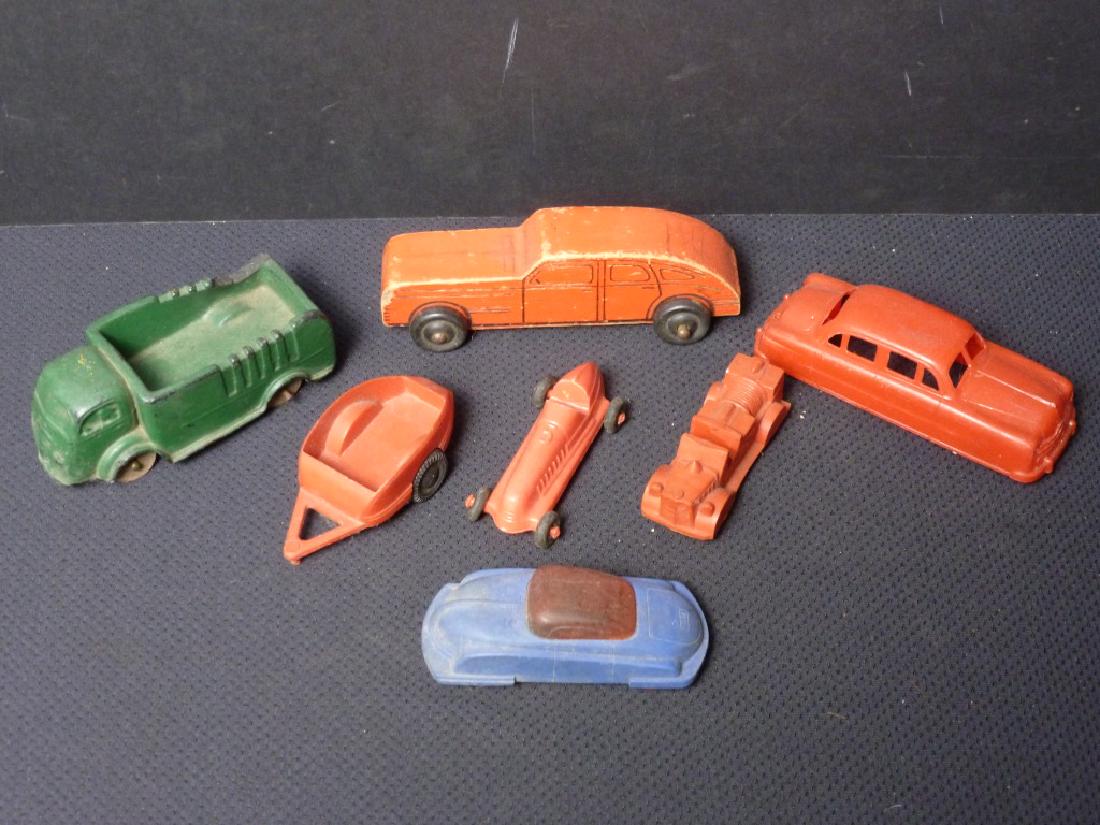 Toy Cars & Trucks 7 Plastic & Rubber: Auburn Rubber, BHS, Ideal, UDO. 2.75 - 5.25 inches long.
