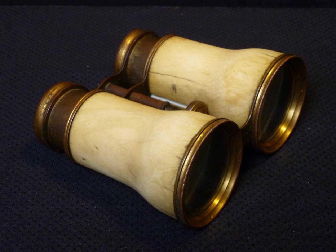 Bone Opera Glasses, Vienna Austria: Frederich Voigtlander. 3.5 inches long. Cracks as shown.