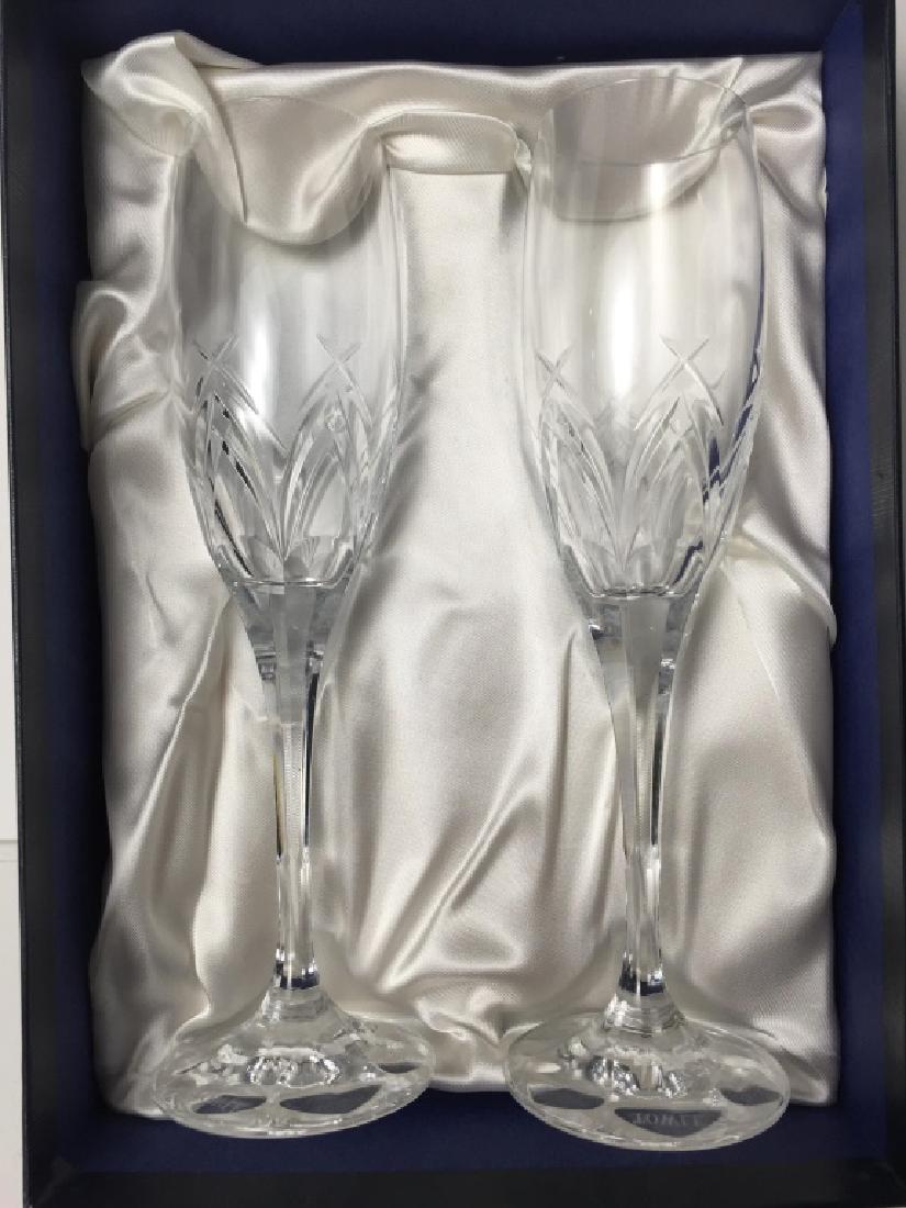 Towle Champagne Flutes Pair: Made in Czech Republic 24% Lead Crystal. In box 10h inches x 2.25d at top of glass.