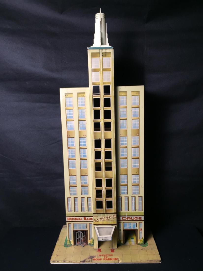 Rare Marx The Skyscraper Building w/Elevator: 38h x 16w x 19d inches. Normal wear with a little rust. #MarxToysSkyScraper