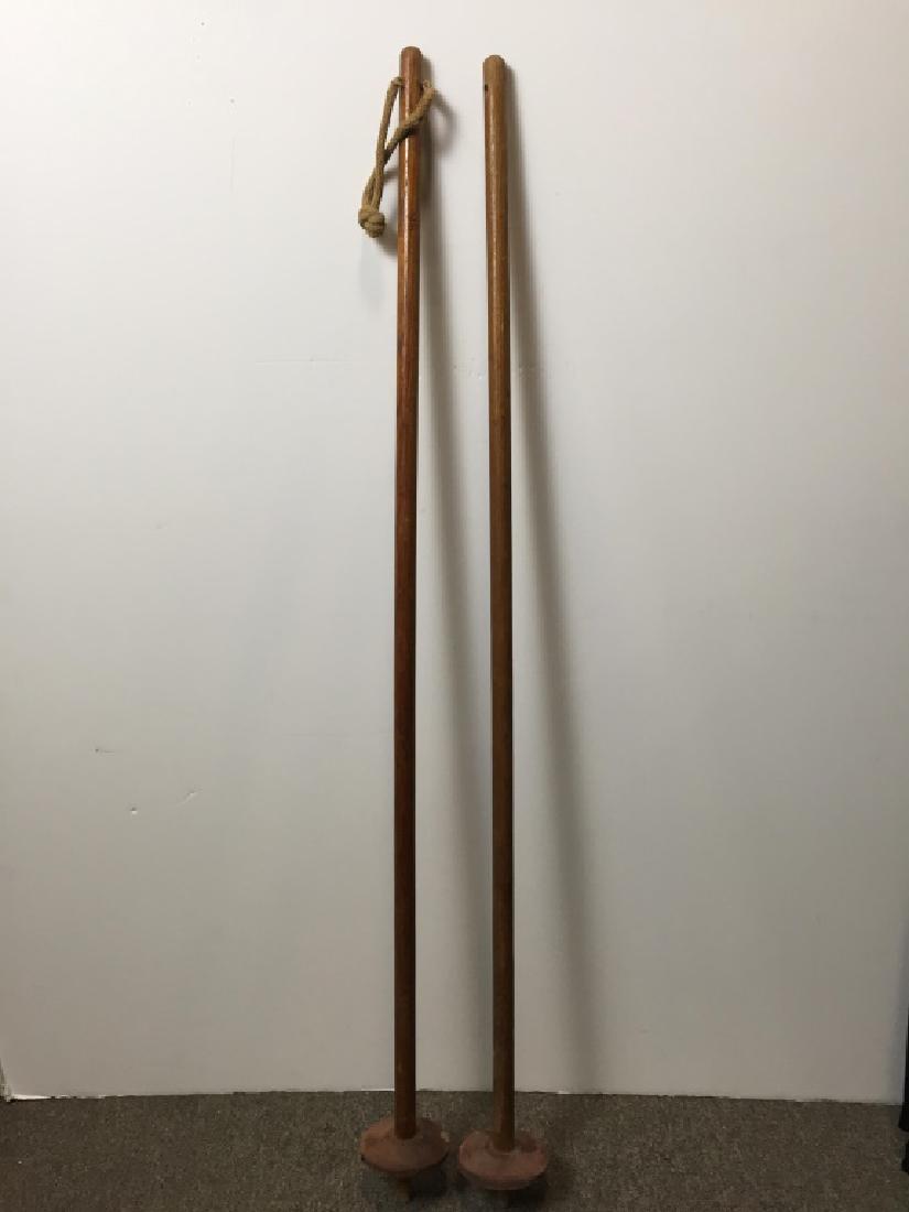 Wooden Ski Poles: 43 inches long. #SkiPolesWoodVintage