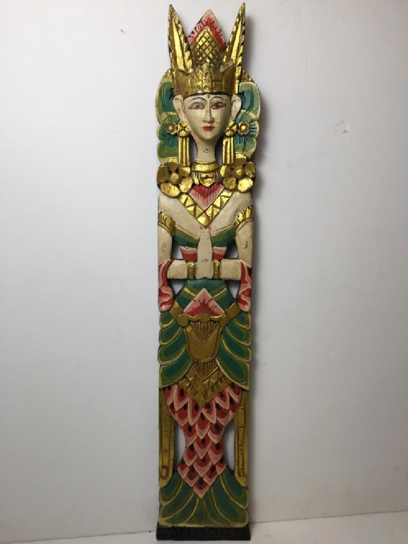 Indonesian Mermaid Carved & Painted: 38h x 7w inches. #Mermaid