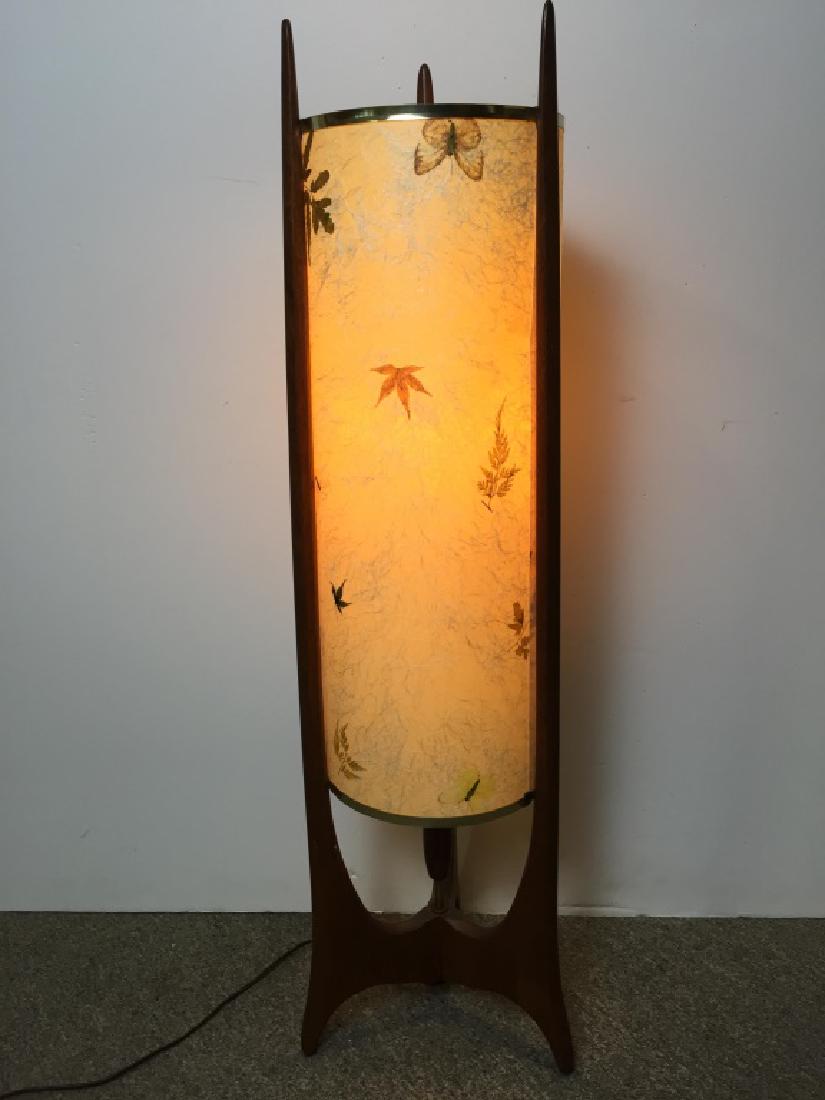 Mid-Century Lamp: Center rod has wood pull to turn on & off light. 38h x 11w x 11d inches. #MidCenturyModernLamp