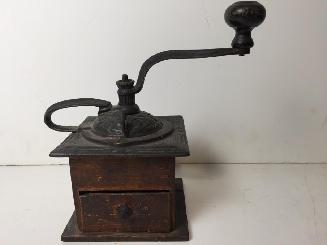 Coffee Mill Vintage: Small coffee grinder 6 inches high " at base and 10 inches at handle.