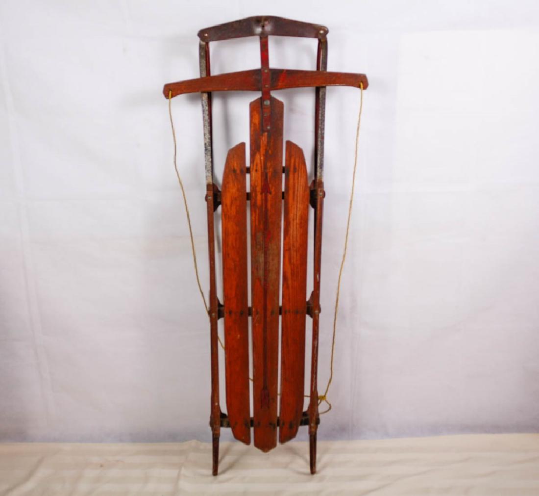 Vintage Flexible Flyer Sled No. 60J: Marked genuine Flexible Flyer with safety-runners and super steering. No. 60 J. Made in USA by S.L. Allen & Co. Inc Phila, PA. Manufacturers of Planet Jr. Farm & Garden Tools, Garden Tractors. 6.5 H x