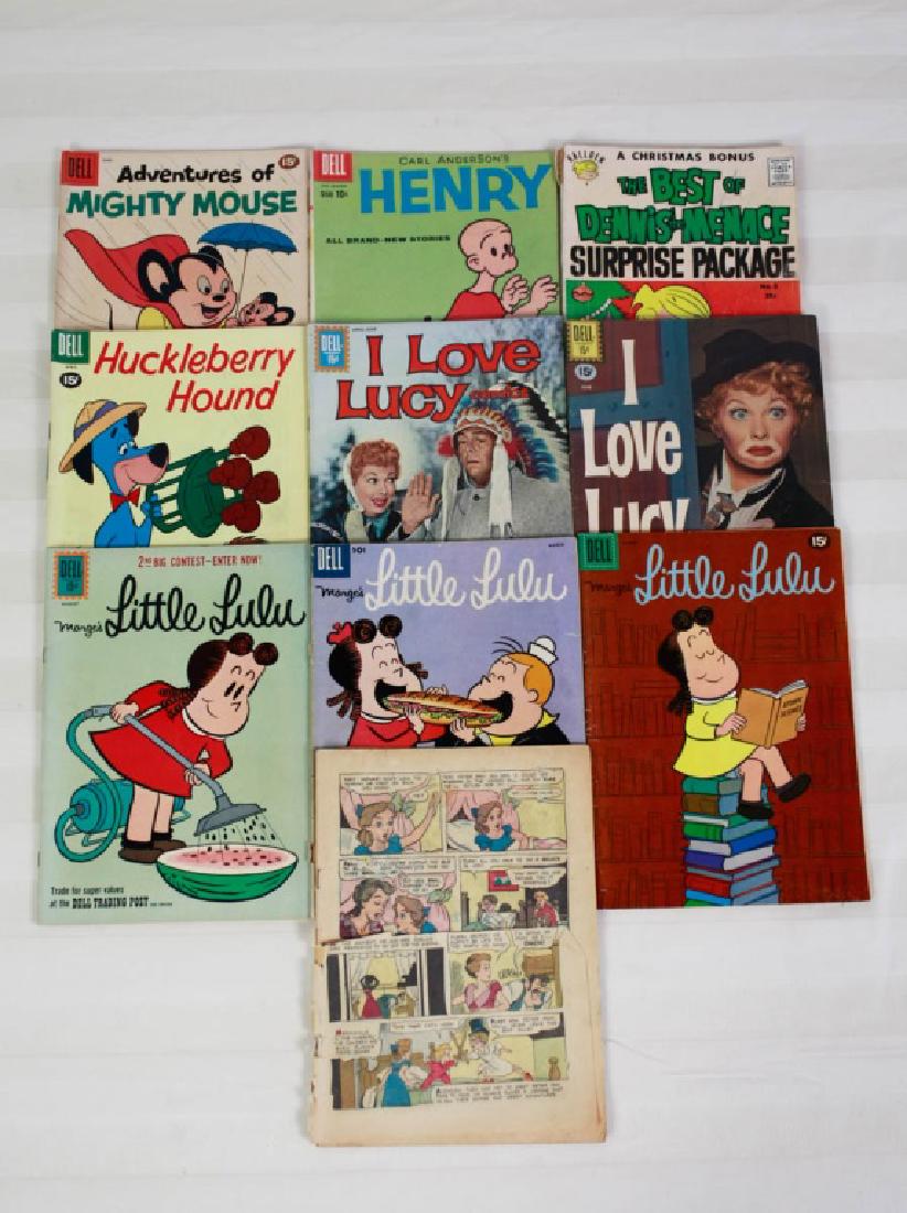 Comic Books 1957-1962 (10): Including Mighty Mouse, Henry, Dennis The Menace, Huckleberry Hound, I Love Lucy, Little Lulu, Peter Pan w/ no cover. #mightymouse #dennisthemenace #littlelulu #ilovelucy #comicbooks #vintagecomicbook