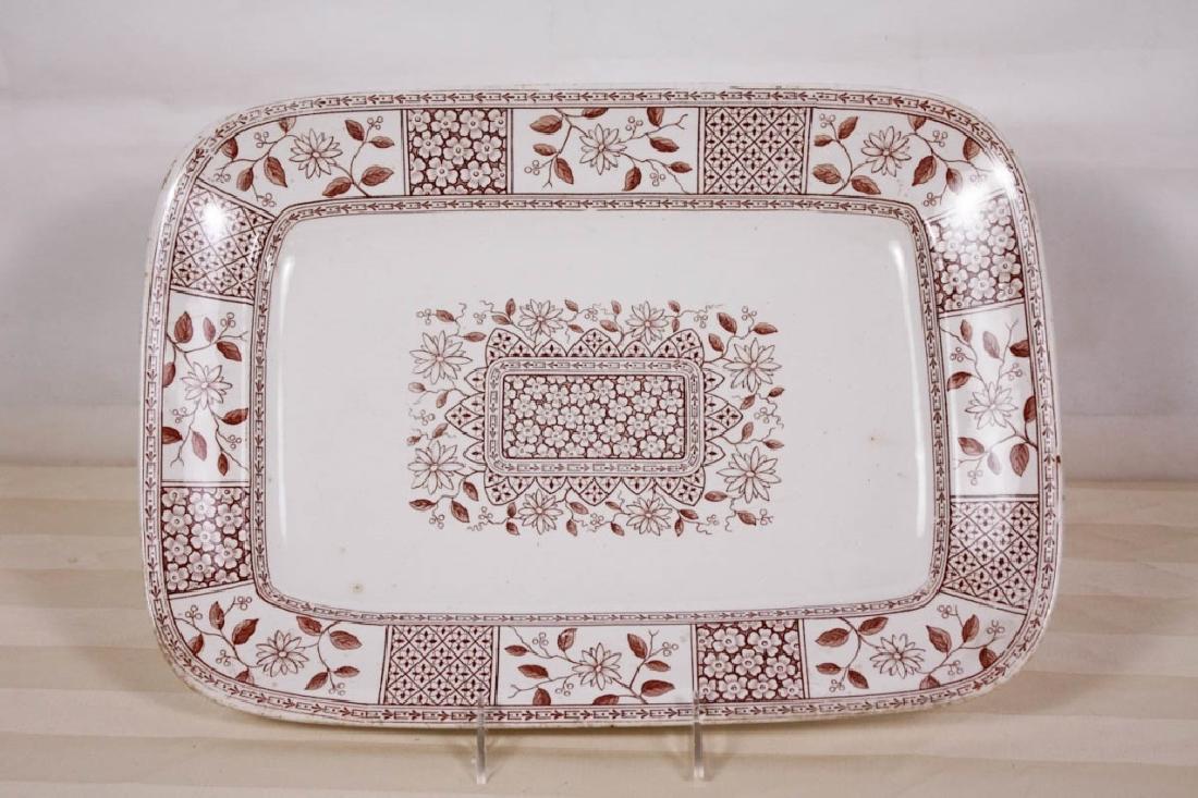 Brown Transferware Platter with Floral Motif: Marked Morocco TF & S. 16.25 W x 11.5 D inches. #transferware #morocco #ceramic