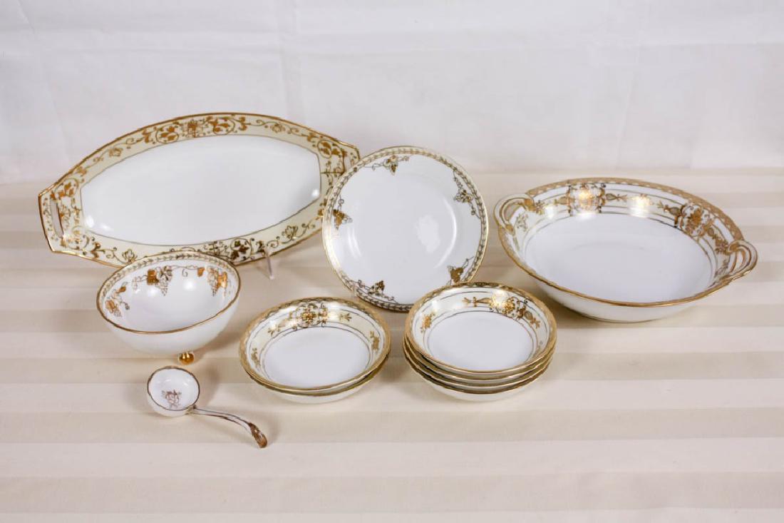 Nippon & Noritake Serving Pieces & Dishes: Including Noritake Serving Bowl, Platter, 6 Berry Dishes, Nippon Small footed bowl, desert plate & Ladle. 5 D - 10.5 D inches. #noritake #nippon #dishes #dinnerware #chinaset