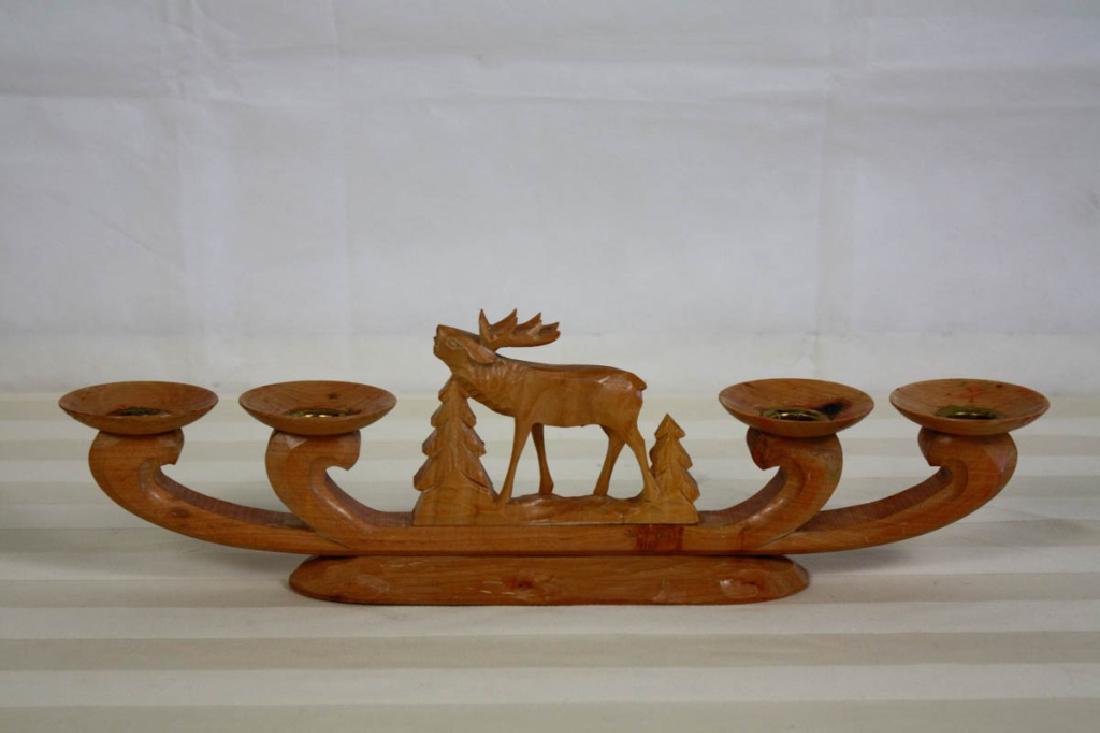 Arts & Crafts Moose Candle Holder: 5 H x 18 W x 3 D inches. #moose #artsandcrafts #woodcandleholder #candleholder