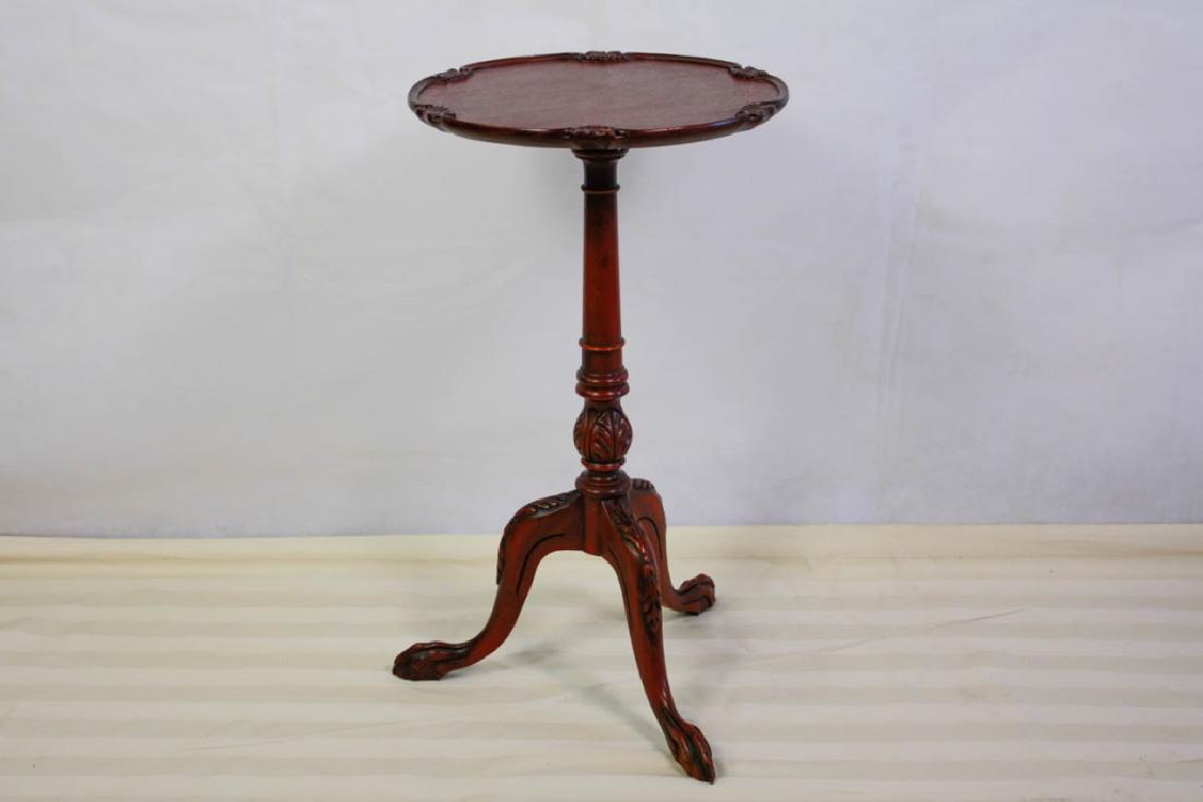 Pie Crust Table with Claw Feet: 26.5 H x 15 D inches. Minor wear. #piecrusttable #clawfoot #sidetable