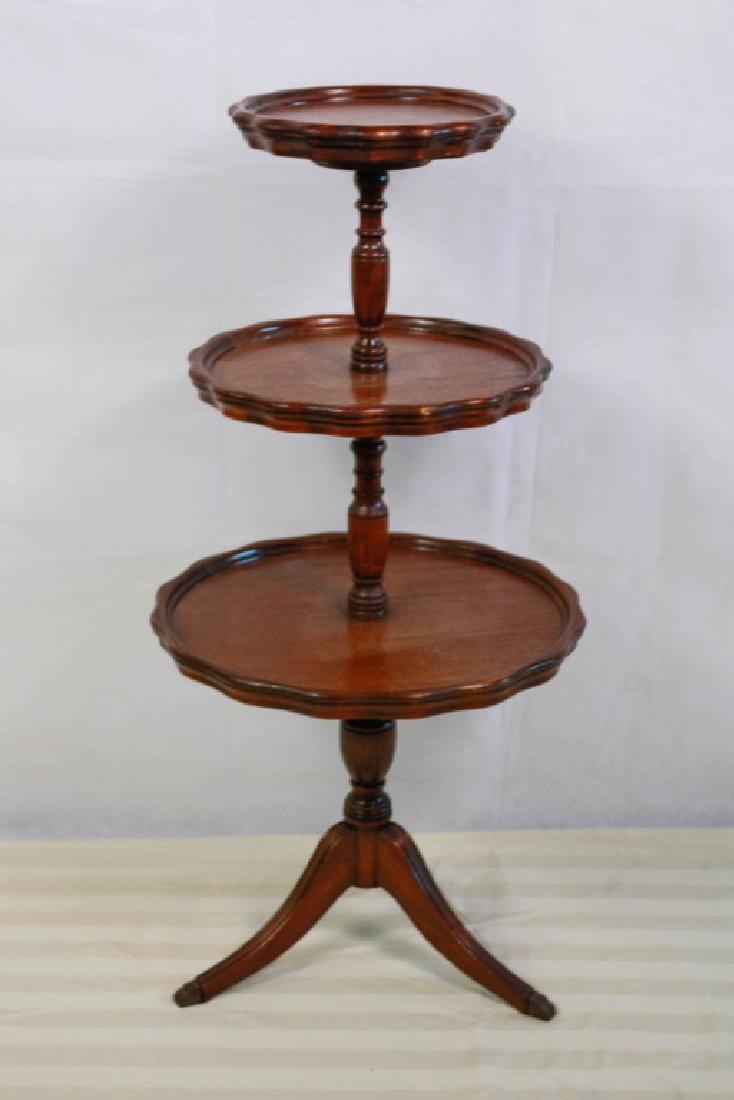 3-Tier Pie Table: 41.5 H x 20 W inches. Some wear. #tieredtable #pietable #vintagefurniture