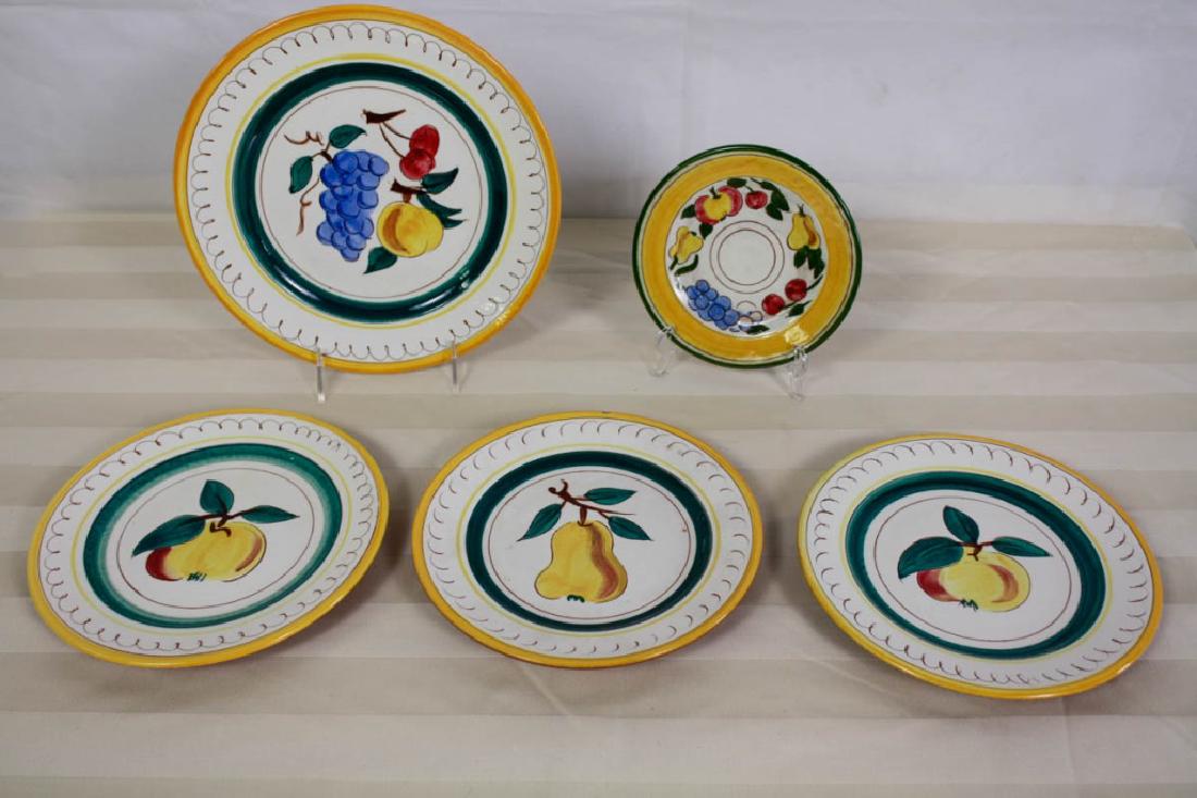 Stangl Della Ware Plates (5): Marked Stangl & Della Ware. Dinner Plate 10 D inches, Dessert Plate 8.25 D inches, Saucer 6 D. Chip to dessert plate. #stangl #flemington #trenton #newjersey #dellaware #pottery #ceramic