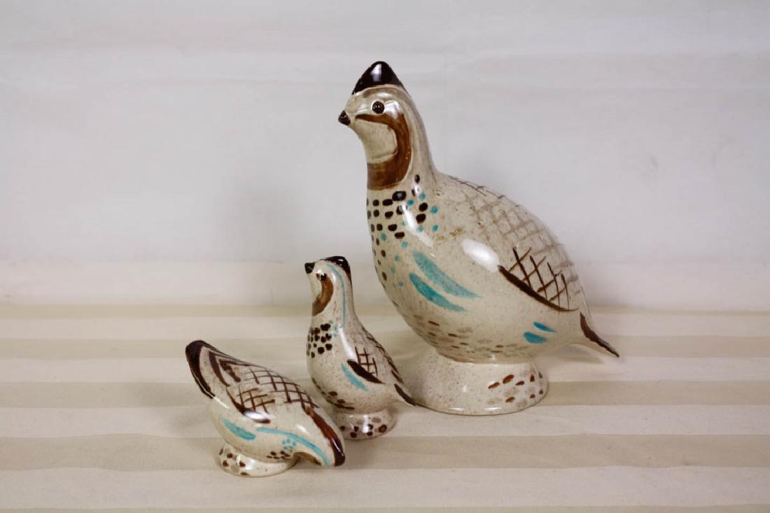Mid Century Red Wing Pottery Quails: Including large quail toothpick holder, 8.5 H inches and salt & pepper. #redwingpottery #quails #saltpepper #midcentury