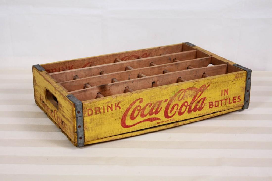 Coca-Cola Wood Bottle Crate: Crate has wood dividers for bottles. 4.25 H x 18.5 W x 12 D inches. #coke #cocacola #vintage #woodcrate #advertising