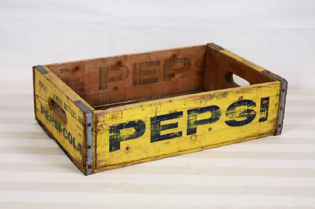 Pepsi-Cola Wood Bottle Crate: 5.5 H x 18.25 W x 11.5 D. #pepsi #pepsicola #vintage #advertising #woodcrate