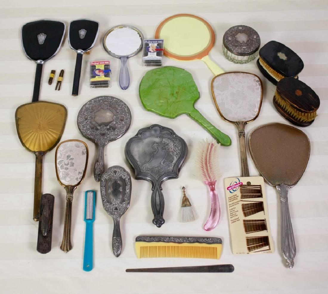 Assorted Hand Mirrors, Brushes & Hair Accessories: #vintage #handmirrors #brushes #hairaccessories #hair #vanity