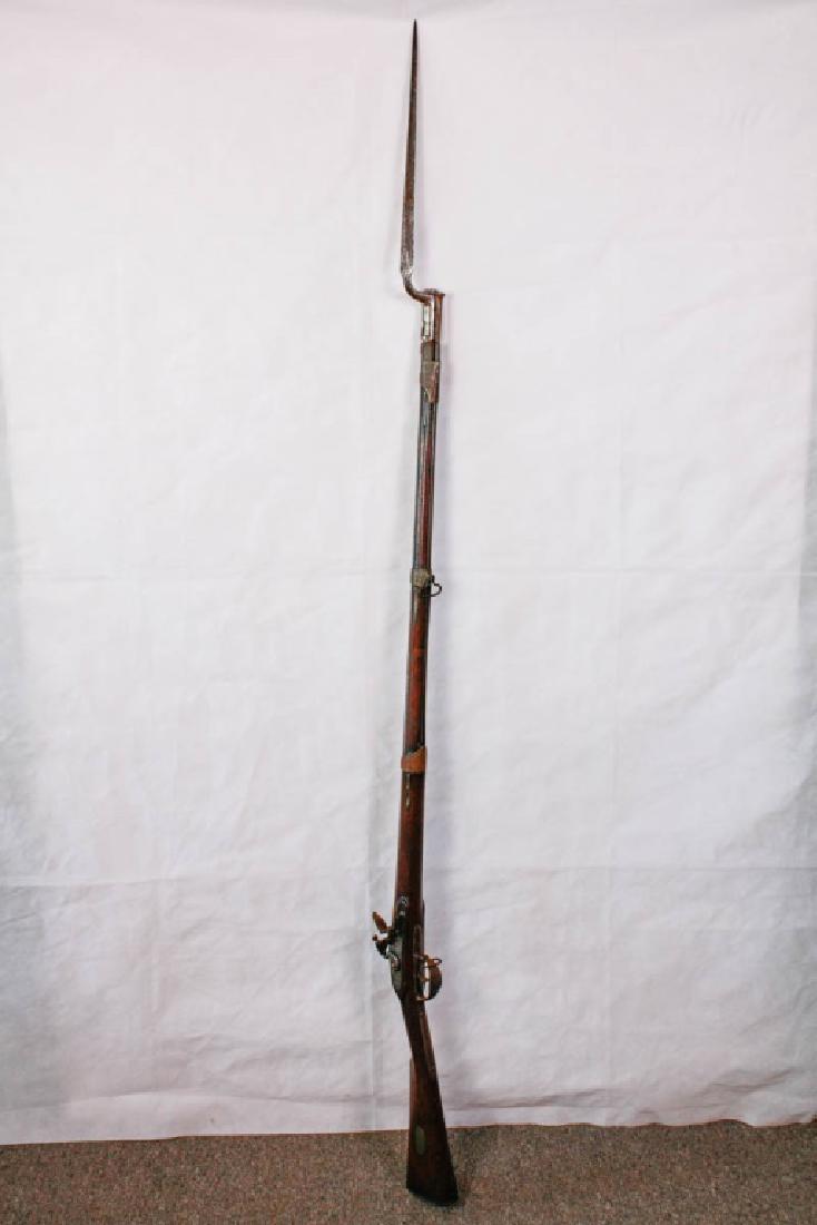 J.P. Moore Warranted Gun with Bayonet: Civil War ear rifle musket. Monogrammed W. M. Pierson. 70.25 inches long. DISCLAIMER: All firearms are sold as collector's items only - we do not accept responsibility as to the shooting safety or rel