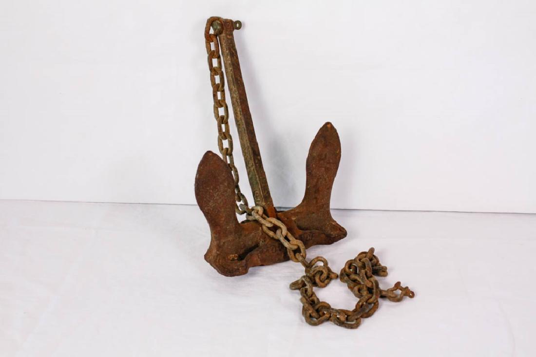 Ship Anchor: Marked Providence 15. 16h x 9w inches. Approx. 16 pounds. Old break to bottom. #Nautical #Providence #ShipAnchor #BeachHouse