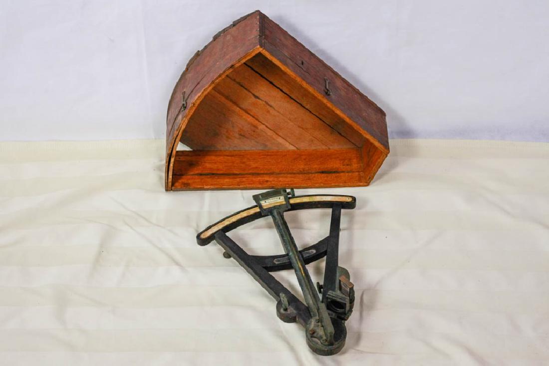 19th Century Sextant in Wood Box: Overall 3.5h x 12w inches. Lid is missing and bottom boards to case are loose. #Sextant #19thCentury
