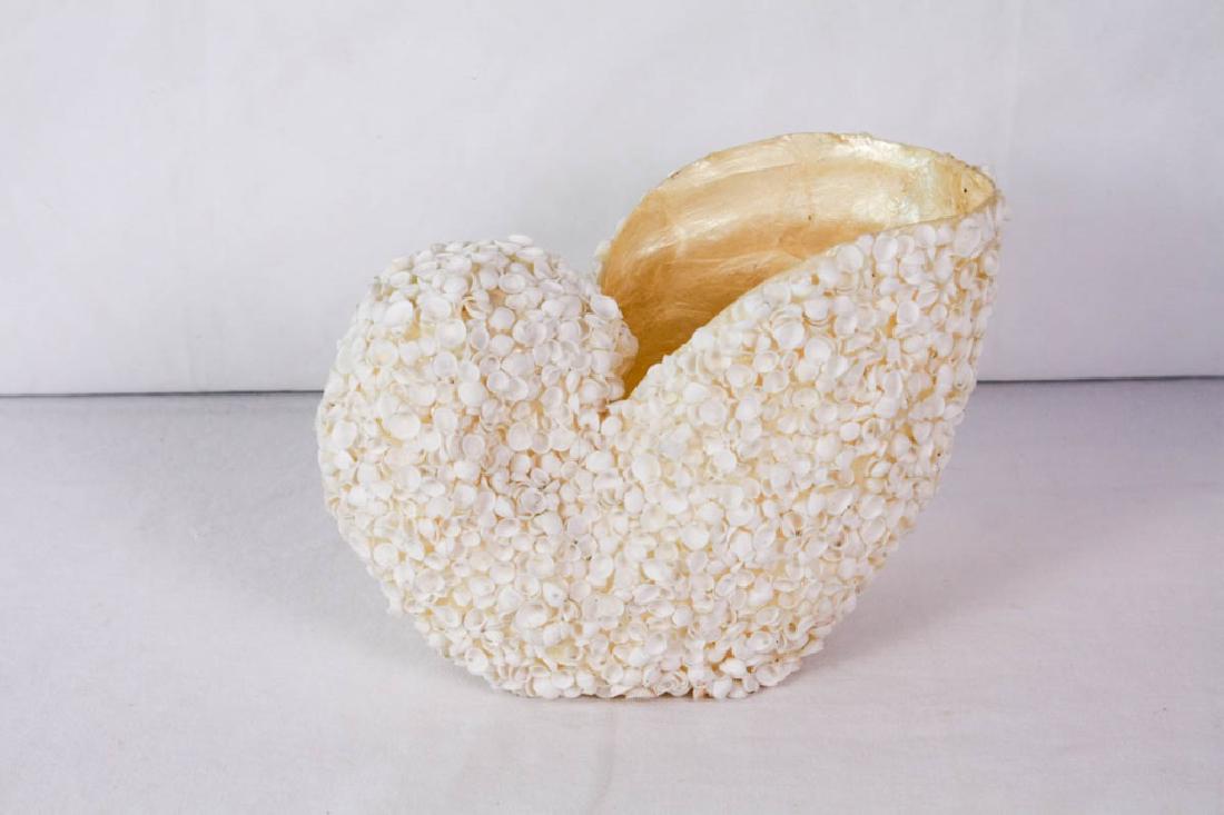 Large Shell Vase with Small Shell Details: Vase or planter. 8h x 11.5w x 6.5d inches. #Seashells #Ocean #BeachHouse