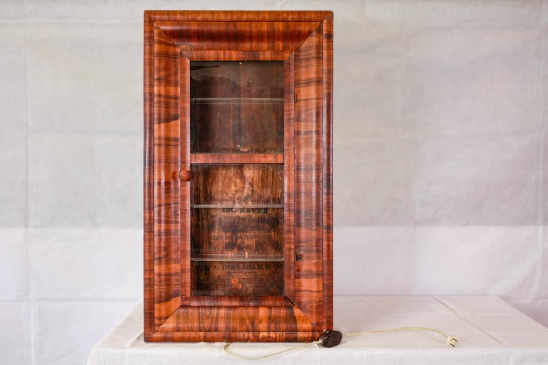 Display Cabinet Made From Clock Cabinet: With plexiglass shelves. Electrified. Back marked Jacob Baty, Clarksville, NJ, Hopes Express. 29.25h x 16.75w x 4.25d inches. Some wear. #VintageFurniture #AntiqueFurniture